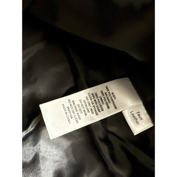 The Limited Motorcycle Jacket Black Faux Leather Lined Full Zip Moto Large L - Picture 4 of 5